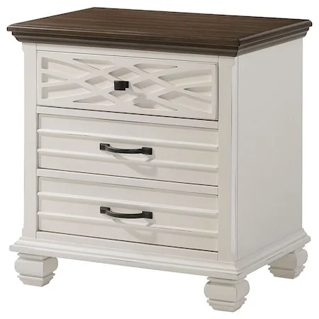 Rustic Casual Nightstand with Two-Tone Finish